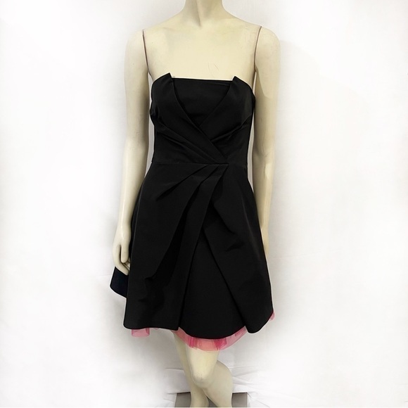 Betsey Johnson Strapless Pink Tulle Black Dress Size 6 NWT - Picture 1 of 10